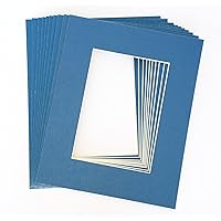 topseller100, Pack of 10 BLUE 11x14 Picture Mats Matting with White Core Bevel Cut for 8x10 Pictures