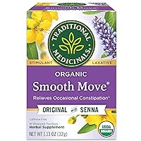 Organic Smooth Move Herbal Stimulant Laxative Wrapped Tea Bags, 16 Count (Pack of 1)