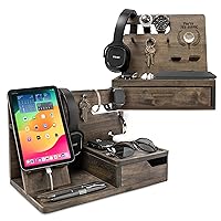 Nightstand Organizer - Rustic Night Stand Organizers Bundle Make Unique Gifts for Men, Dad, Father or Golf Lovers- Bedside Organizer for Cellphone, Headphone, Earbud, Watch, Accessories