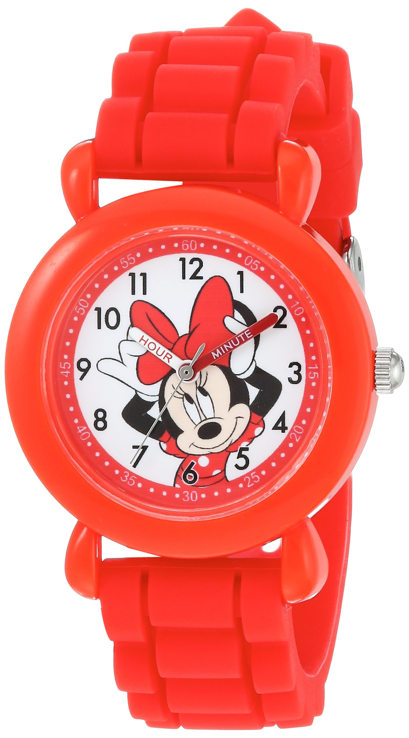 Disney Minnie Mouse Kids' Plastic Time Teacher Analog Quartz Silicone Strap Watch