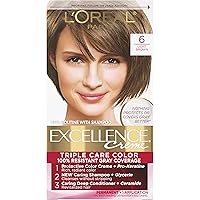 Excellence Creme Permanent Triple Care Hair Color, 6 Light Brown Hair Dye Kit, Gray Coverage For Up to 8 Weeks, All Hair Types, Pack of 1