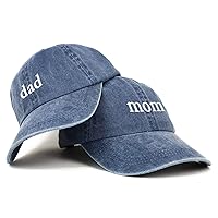 Trendy Apparel Shop Mom and Dad Pigment Dyed Couple 2 Pc Cap Set