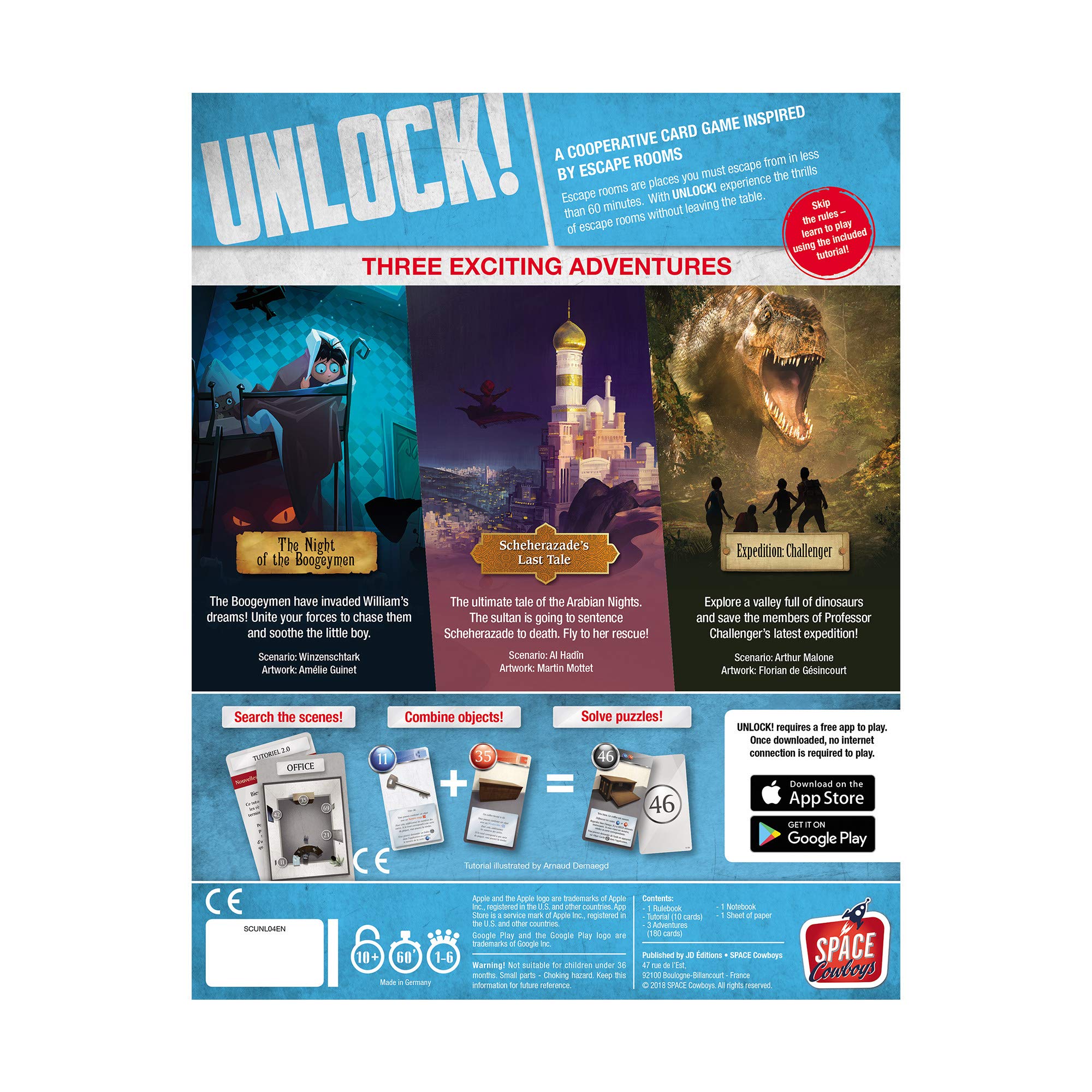 UNLOCK! Exotic Adventures Card Game | Escape Room Games for Adults and Kids | Mystery Games for Family Game Night | Ages 10 and up | 1-6 Players | Average Playtime 1 Hour | Made by Space Cowboys