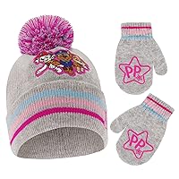 Nickelodeon girls Winter Hat and Mittens Set, Paw Patrol's Marshall, Chase and Skye Toddler Beanie for Ages 2-4