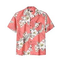 MCEDAR Mens Hawaiian Shirts Loose-Fit Short Sleeve Button Down Tropical Aloha Beach Shirt-Big and Tall