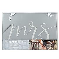 Pearhead Mr. and Mrs. Matching Wedding Chair Hanging Signs, Wedding Reception Décor or Photo Prop, Great Gift for a Bride-to-Be, White on Transparent