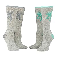 Browning Heavy Weight Wool Buckmark Socks, 2 Pairs Wool Blend Outdoor Boot Socks with Arch Support, Julep/Gray, Medium