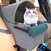 HIFUAR Pet Car Booster Seat Small Dogs Armrest Booster Seat for Car,Middle Console Dog Car Seat Center Console Doggie Seat(Semi-Enclosed)