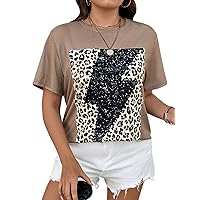 SOLY HUX Women's Plus Size Oversized Graphic Tees Letter Print Half Sleeve Summer T Shirts Tops