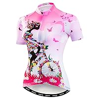 JPOJPO Womens Cycling Jersey,Bike Shirt Quick-Dry Breathable Reflective S-2XL Tops