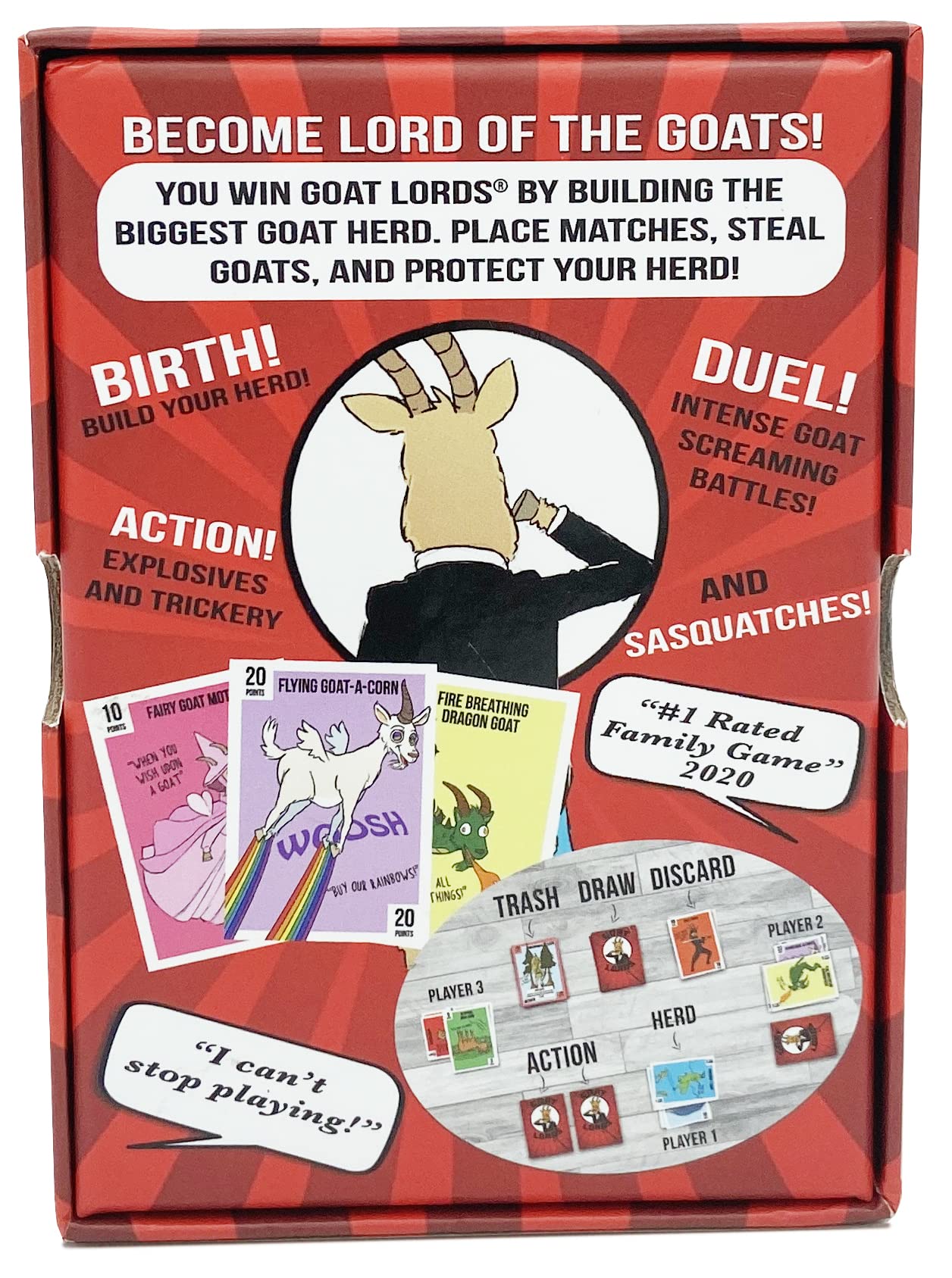 Gatwick Games Goat Lords, Hilarious, Addictive and Competitive Card Game with Goats - Fun Card Games for Adults, Teens, and Family Game Night - Family Games for Teens, Adults & Kids 8-12 - 2-6 Player