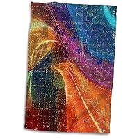 3D Rose Image of Bold Colored Fractal Mosaic Hand Towel, 15