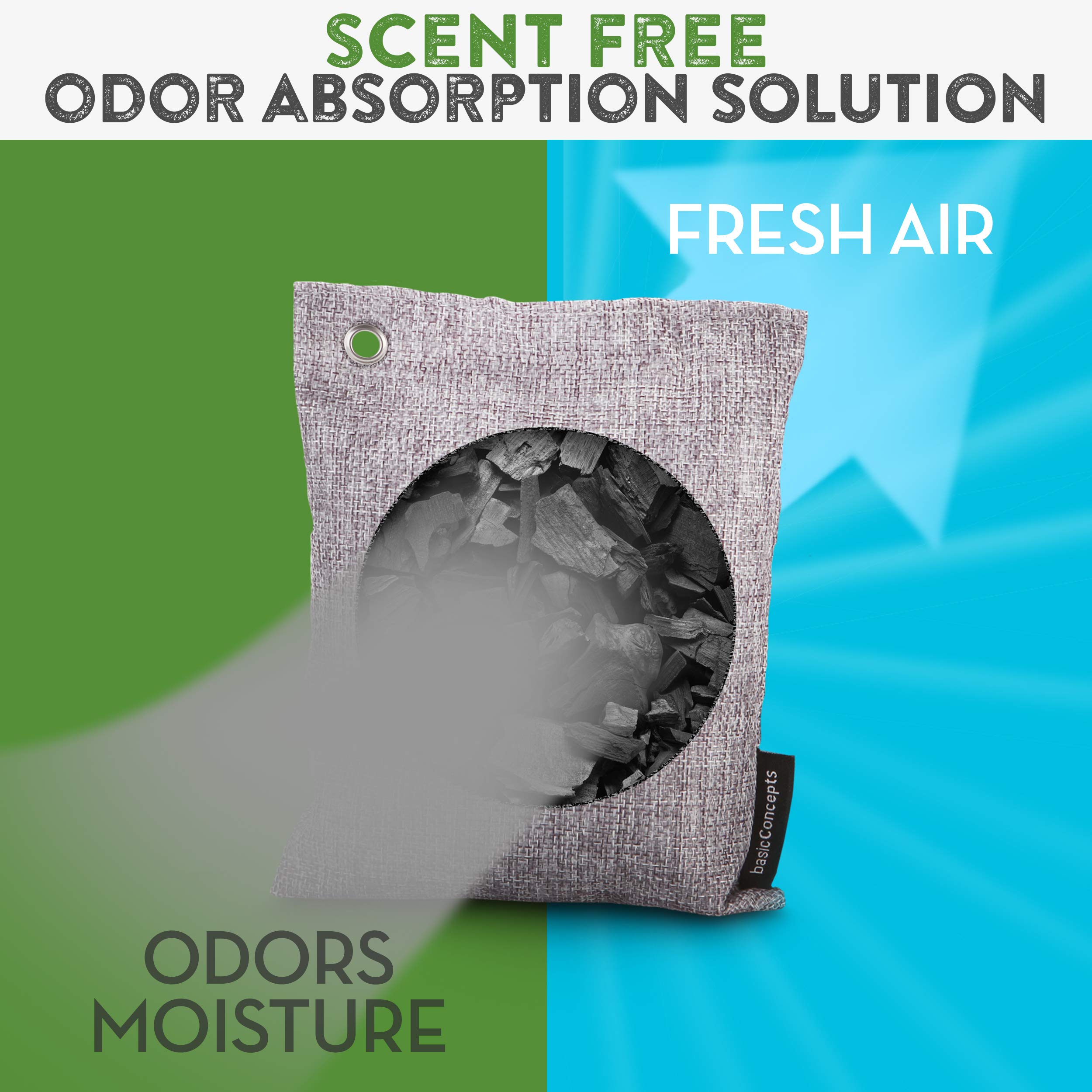 Charcoal Odor Absorber for Strong Odor (Large, 4 Pack, 200g each), Bamboo Charcoal Air Purifying Bag, Activated Charcoal Odor Absorber for Closet, Shoe, Car, Basement Musty Odor Eliminator Deodorizer