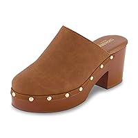 CUSHIONAIRE Women's Gibbons Faux Wood Clog with Memory Foam Padding, Wide Widths Available