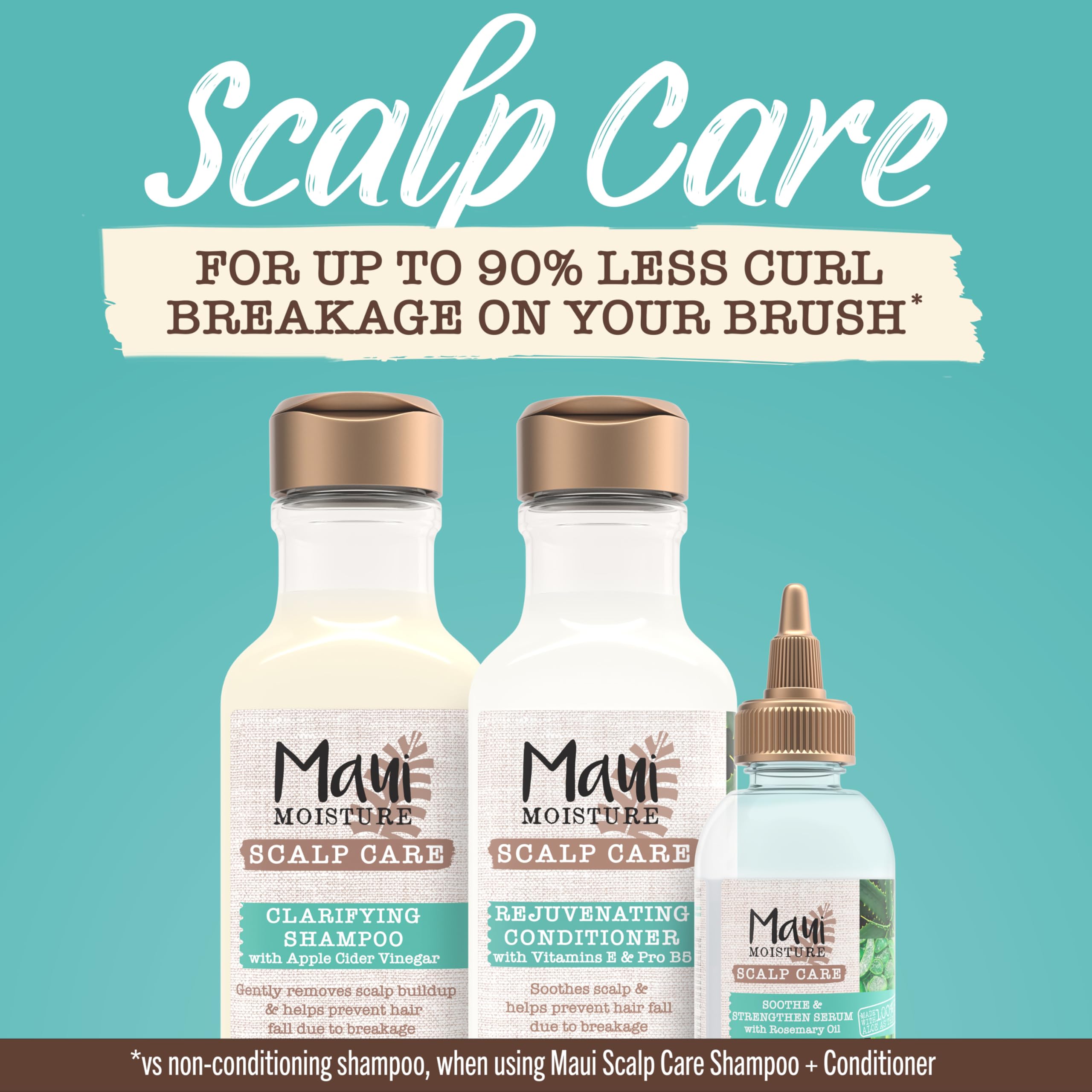 Maui Moisture Scalp Care Clarifying Shampoo, Apple Cider Vinegar Curly Hair Shampoo Moisturizes & Removes Scalp Build-Up, Sulfate-Free Surfactants, 13 fl. oz