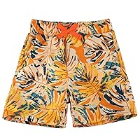 ESTAMICO Boys' Quick Dry Beach Swim Trunk Printed Board Shorts with Pockets