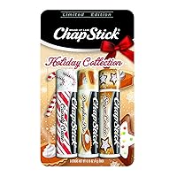 ChapStick Holiday Collection, Lip Balm Tube, 0.15 Ounce Each (Candy Cane, Pumpkin Pie & Sugar Cookie Flavors, 1 Blister Pack of 3 Sticks, Great Gifts for Women