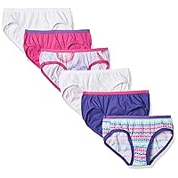Hanes Girls' 100% Cotton 6-Pack Tagless Hipster Panties