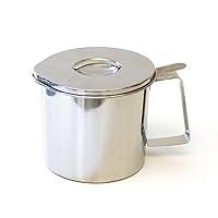 RSVP International Endurance Stainless Steel Fryer’s Friend Pot Can, 4 Cup | For Cooking Oil, Fats, Olive Oils, Coconut Oil & More | Includes Mesh Strainer | Grease Storage | Dishwasher Safe