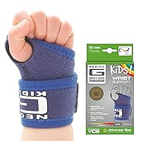 Neo-G Wrist Brace for Kids - Support For Juvenile Arthritis, Joint Pain, Hand Sprains, Strains, Sports, Gymnastics, Tennis - Adjustable Compression - Class 1 Medical Device - One Size - Blue