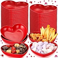 50 Pack Valentine's Day 6 Inch Heart Shaped Sauce Dish Red Mini Seasoning Dishes Small Plastic Heart Shaped Bowl Snack Plate Appetizer Plates Sushi Dipping Bowl for Wedding Birthday Party