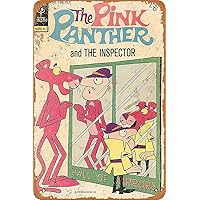The Pink Panther Animation Cartoon Poster Vintage Tin Sign Retro Metal Sign for Cafe Office Children's room Home Wall Decor Kids Gift 12 X 8 inch
