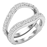 Dazzlingrock Collection 1.75 Carat (ctw) Round White Diamond Ladies Wedding Enhancer Guard Double Ring, Available in Metal 10K/14K/18K Gold & 925 Sterling Silver