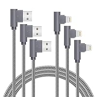 MFi Certified Lightning iPhone Charger Cord 90 Degree Fast Data Cable Nylon Braided Compatible with iPhone Xs Max/XS/XR/7/7Plus/X/8/8Plus/6S/6S Plus/SE (Gray, 10FT)