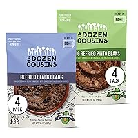 A Dozen Cousins Seasoned Refried Beans - Microwave Meals Vegan Black Beans and Pinto Beans - Non-GMO Prepared Meals Ready to Eat Made with Avocado Oil (Variety 8 Pack)
