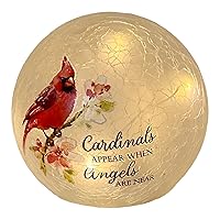 Cardinals Appear Lighted Decorative Globe, Crackle Glass, LED Lights, 6 inch Lamp