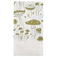 Karma Block Print Tea Towel - 100% Cotton Hand Towels for The Kitchen - Modern Home Decor - Mushroom