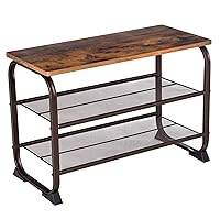 VASAGLE Shoe Bench Rack, 3-Tier Storage Shelf for Entryway Hallway Living Room, Industrial Accent Furniture with Steel Frame, 11.8 x 26.0 x 17.7 Inches, Rustic Brown