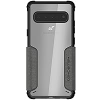 Ghostek Exec Premium Shockproof Card Slot Wallet Case Designed for Galaxy S10 5G – Gray | Hybrid Dual Layer Design with Scratch Resistant Clear Back Window