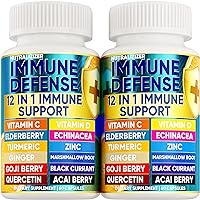 12 in 1 Premium Immune Defense Vitamins - Immune Supplement w/ Vitamin D3 5000 IU Vitamin С 1000mg Zinс 50mg - Luxe Choice for Premium Immune Support - With Echinacea Elderberry and Ginger - 120 Caps