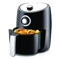 NutriChef Air Fryer - 1000w 2 Quart Capacity Personal Air Fryer, Conserve Counterspace, Oil-free cooking with Removable Deep Non-Stick Fry Basket, Black