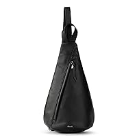 The Sak Geo Sling Backpack in Leather, Convertible Design, Black