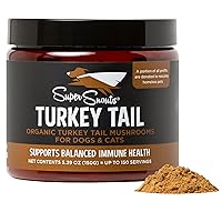 Super Snouts Turkey Tail Mushroom Supplement Powder for Dogs & Cats (5.29 oz) - Organic, Made in USA Antioxidant & Inflammation Support, Immune Support