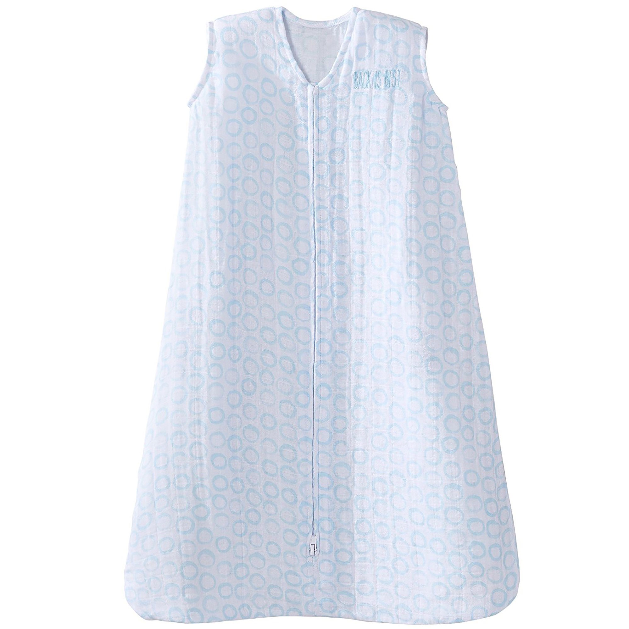 HALO SleepSack, 100% Cotton Wearable Blanket, Swaddle Transition Sleeping Bag, TOG 0.5, Circles Turquoise, Large, 12-18 Months