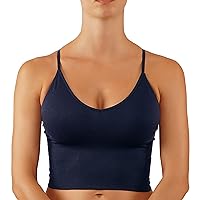 Women's Crop Top Yoga Bra CRIS Cross Strapy Back Removable Padding Cami