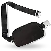 Boutique Belt Bag | Crossbody Fanny Pack for Women Fashionable | Cute Mini Everywhere Bum Hip Waist Pack | Fashion Travel Chest Bag | Silver Accessories | Adjustable Small Strap | Black