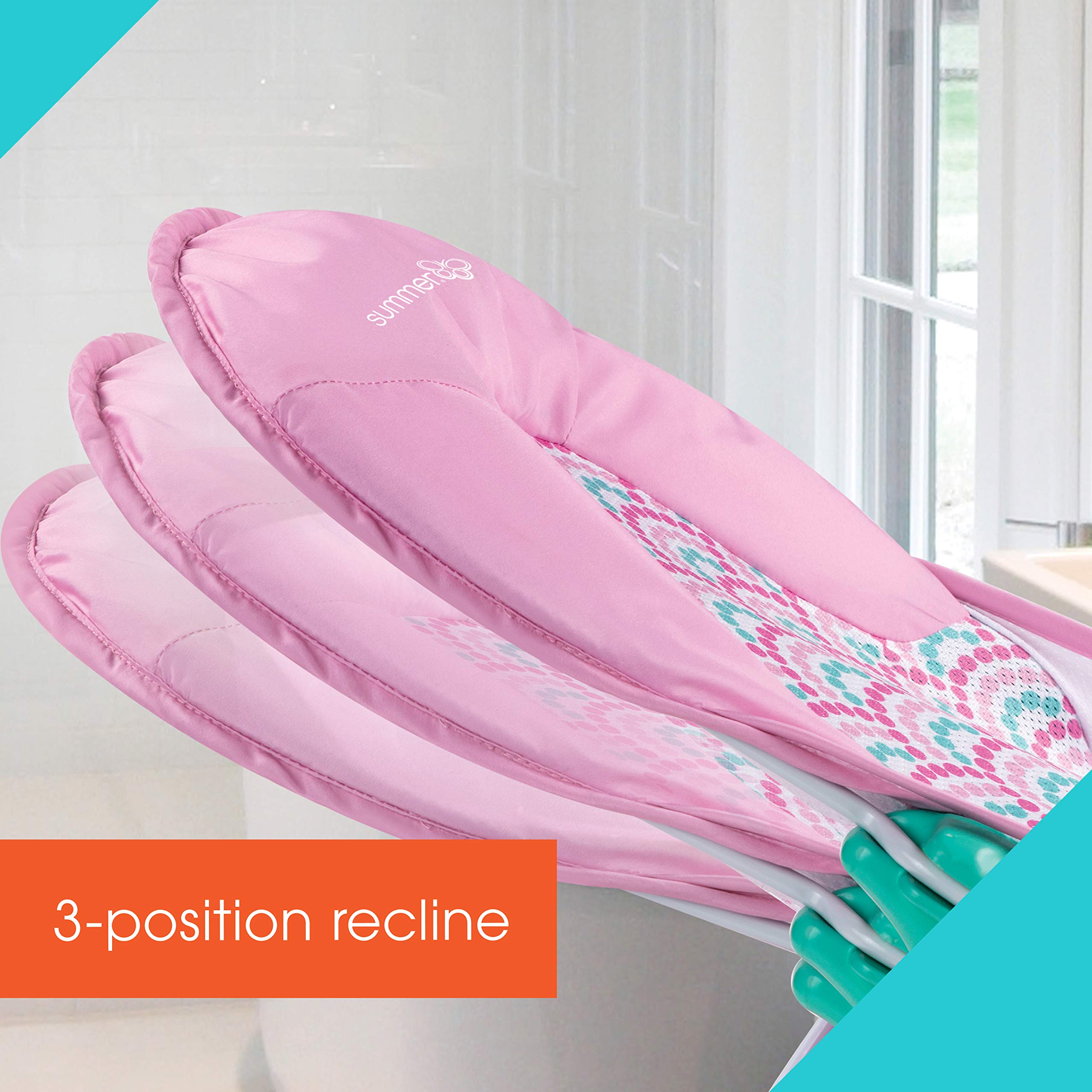 Summer Deluxe Baby Bather (Bubble Waves) - Bath Support for Use in The Sink or Bathtub - Includes 3 Reclining Positions (Pack of 2)