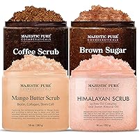 Majestic Pure Mango Butter Scrub (10 oz), Himalayan Scrub (10 oz), Coffee Scrub (10 oz), and Brown Sugar Scrub (10 oz) Bundle