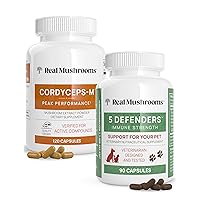 Cordyceps for Humans (120ct) & 5 Defenders for Pets (90ct) - Capsules Bundle - Performance, Energy, Endurance & Immune Strength - Vegan, Non-GMO, Organic