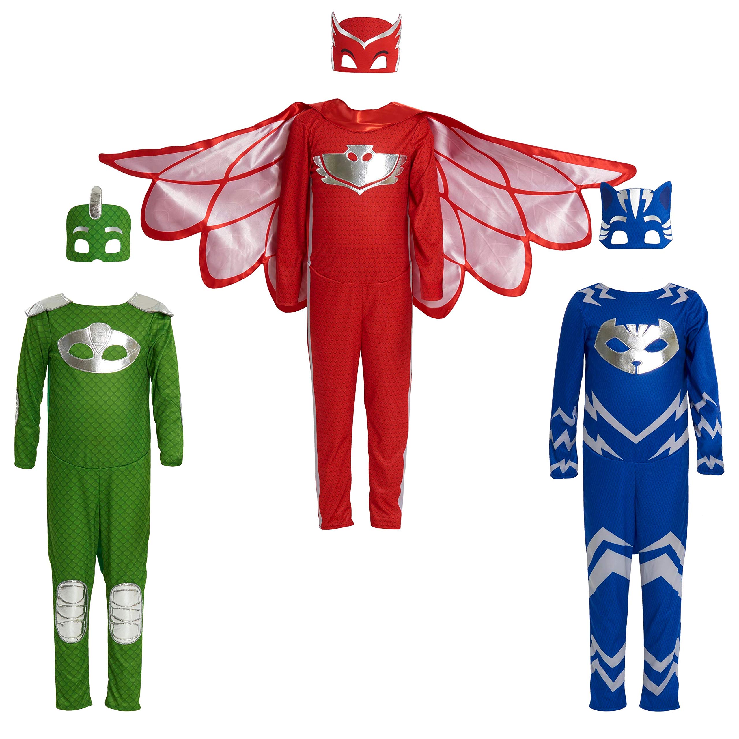 PJ Masks Turbo Blast Gekko Dress Up Set with Soft Mask, Size 4-6X, Kids Pretend Play Costumes, Green, by Just Play