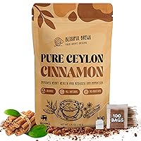 Blissful Brews Premium Ceylon Cinnamon Organic Tea Bags, (Pack of 100 Tea Bags), 100% Sourced from Sri Lanka, Natural Organic Alba Grade Powder Healthy Tea Brew