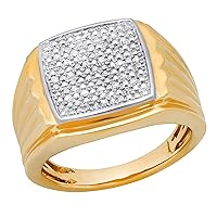 Dazzlingrock Collection 0.12 Carat (ctw) Round White Diamond Mens Anniversary Wedding Band, Yellow Gold Plated Sterling Silver