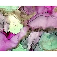 Flowing Rainforest Green Fine Art Print from my Original Alcohol Ink Painting ~ Red-violet Contemporary Abstract ~ Yellow-green Black Slate Fluid Unframed Wall Art