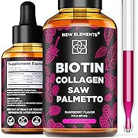 Liquid Biotin with Collagen & Saw Palmetto Extract for Women and Men | Hair Growth Supplement Drops | DHT Blocker | Prostate Support | Hair Skin and Nails Vitamins | Fast Absorption | Non-GMO