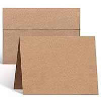 Blank Cards and Envelopes 100 Pack, Ohuhu 4.25 x 5.5 Heavyweight Kraft Paper Folded Cardstock and A2 Envelopes for DIY Greeting Card, Wedding, Birthday, Invitations, Thank You Cards & All Occasion