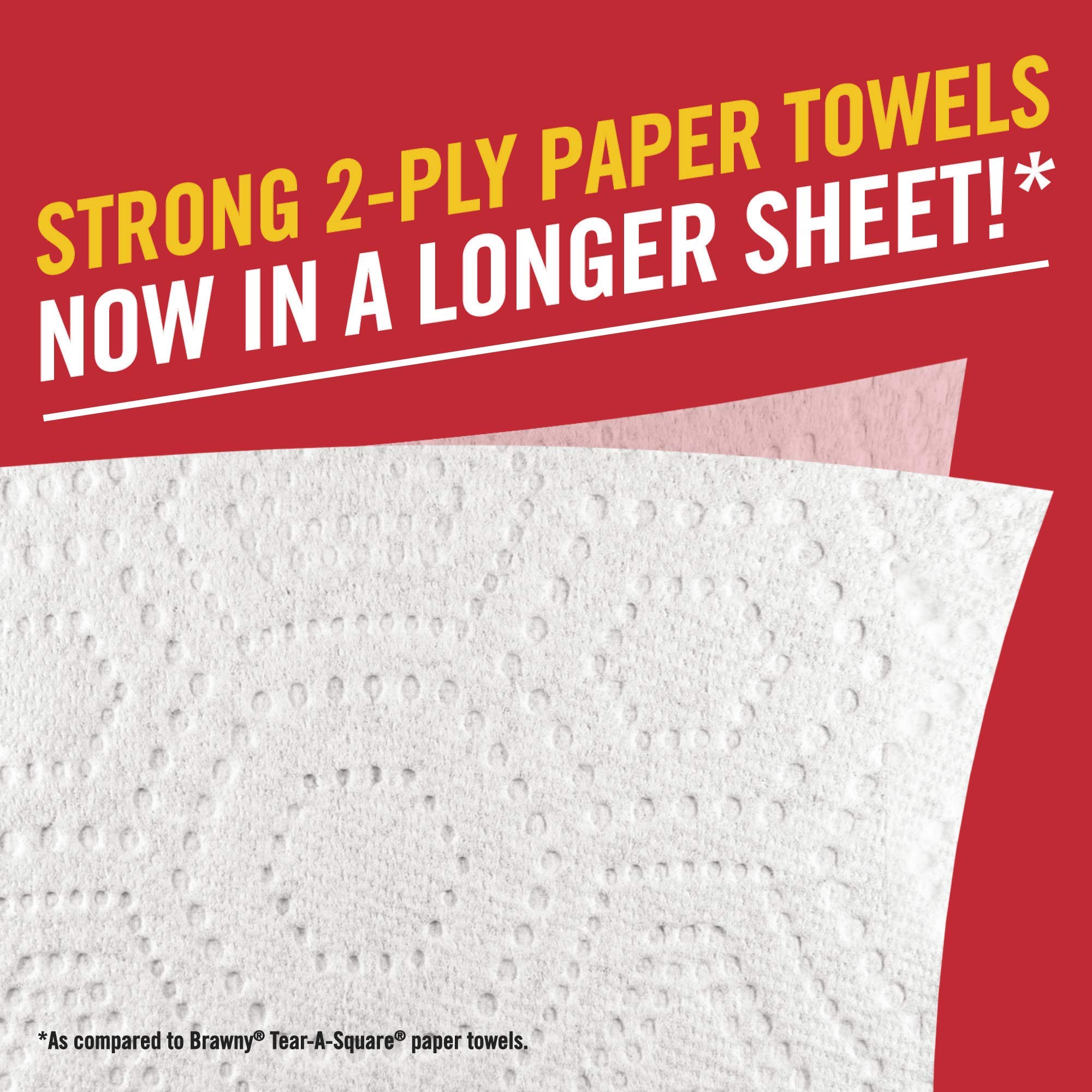 Brawny Tear-A-Square Paper Towels, 16 Double Rolls = 32 Regular Rolls, 3 Sheet Size Options, Quarter Size Sheets